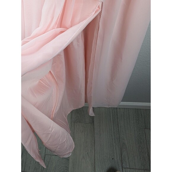 VNAIX Pink Maxi Dress Large Flutter Sleeve Lace Up Back - Picture 6 of 9